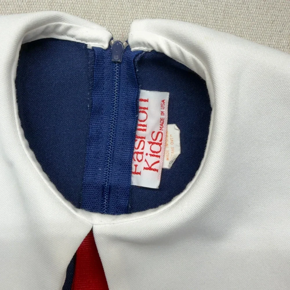 Vintage Kids Navy Blue Sailor Dress White Collar Nautical Pleated 4T Dress Up